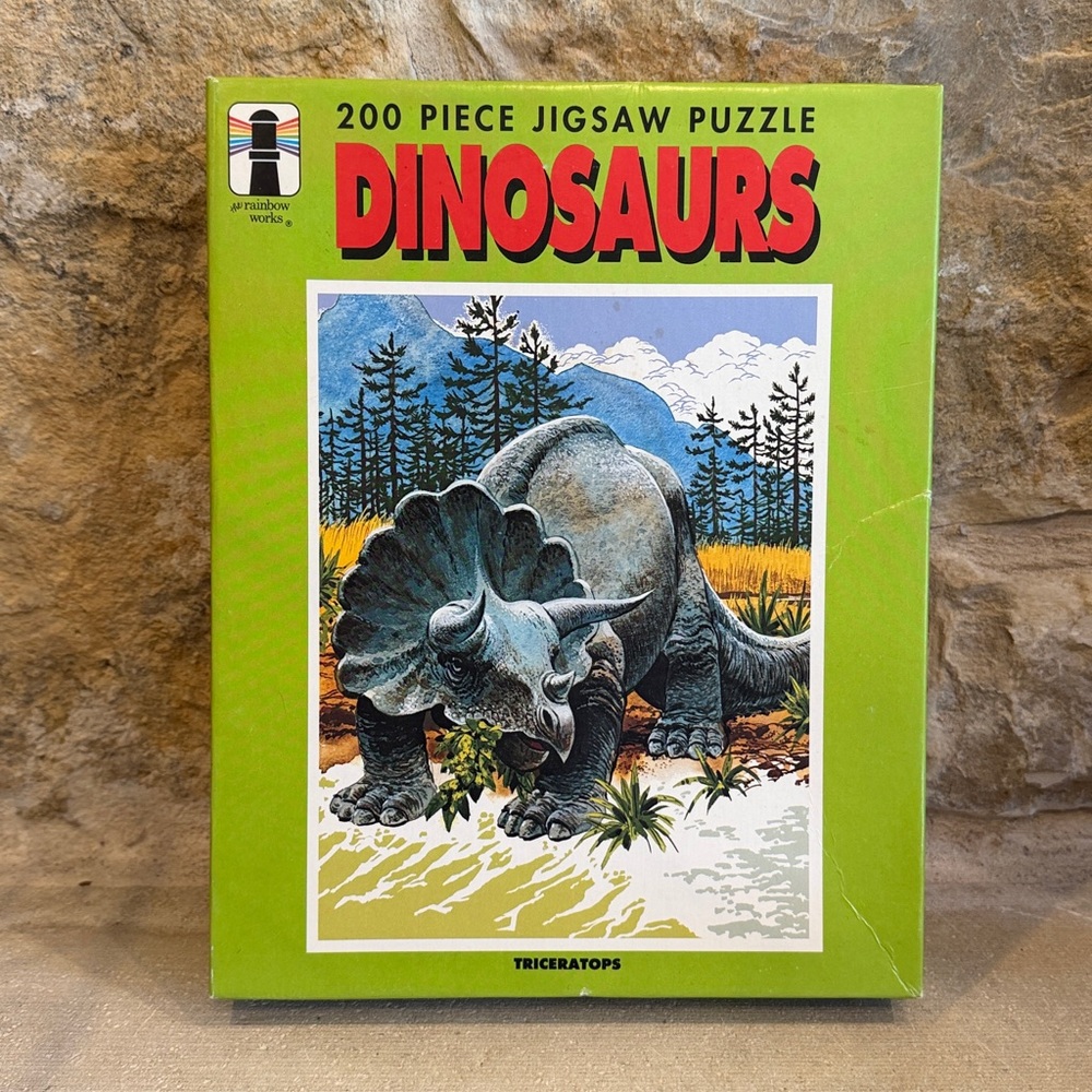 Vintage 1975 Rainbow Works Dinosaur Triceratops Jigsaw Puzzle 200 Pieces